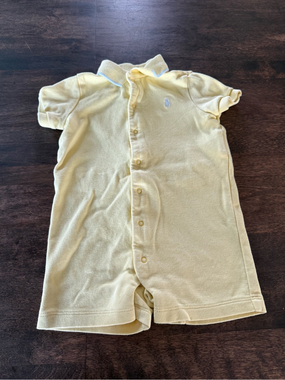 Ralph Lauren Yellow Polo Button Romper Unisex Size 12M